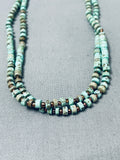 Green Heishi Turquoise Navajo Sterling Silver Necklace