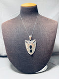 Important Vintage Native American Navajo 2 Black Onyx Sterling Silver Necklace-Nativo Arts