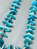 Exquisite 176 Grams Native American Navajo Heishi Kingman Turquoise Sterling Silver Necklace-Nativo Arts