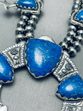 Gorgy Vintage Southwest Denim Lapis Sterling Silver Squash Blossom Necklace-Nativo Arts