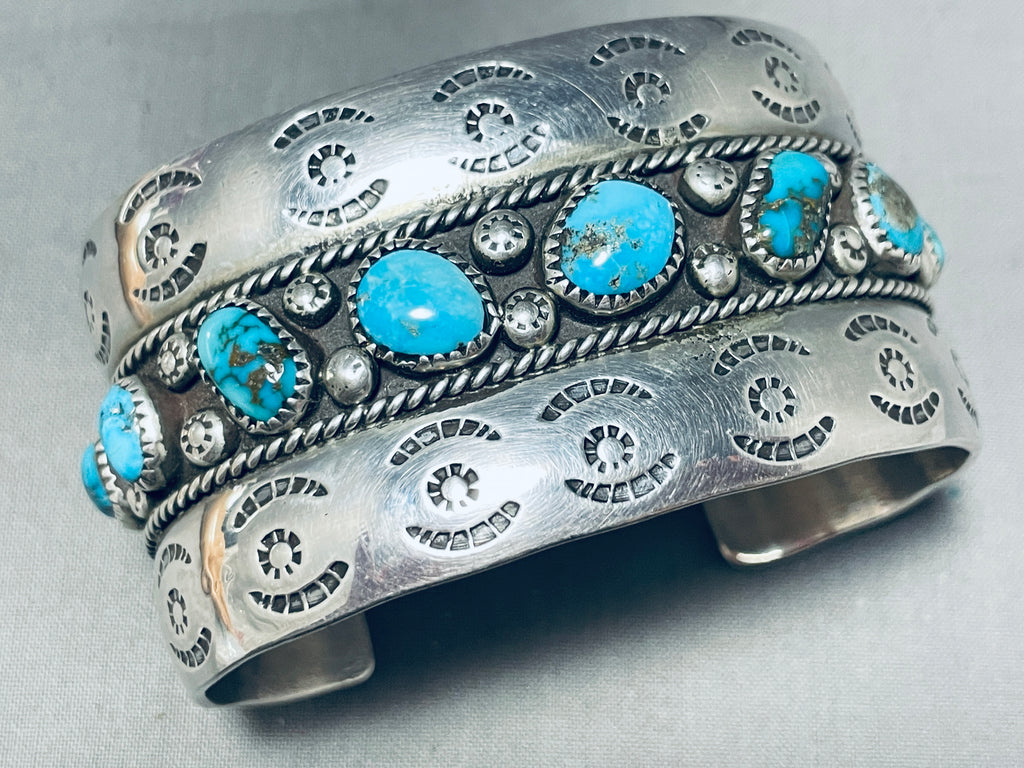 Bracelet Mémoire Navajo En Sodalite, Turquoise Et Hématite - Artisan Raelena Manygoats, JB223