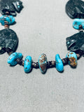 Native American Fascinating Vintage Zuni Jet Bear Fetish & Turquoise Sterling Silver Necklace-Nativo Arts