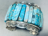 158 Grams Heavy Native American Navajo Turquoise Inlay Sterling Silver Bracelet-Nativo Arts