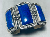 The Best Vintage Native American Navajo Squared Lapis Sterling Silver Bracelet-Nativo Arts