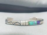 6 Inch Wrist Vintage Native American Navajo Turquoise Inlay Sterling Silver Bracelet-Nativo Arts