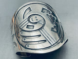 Towering Vintage Hopi Sterling Silver Hand Tooled Bracelet Cuff-Nativo Arts