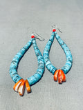 Fabulous Native American Navajo Turquoise Sterling Silver Dangle Earrings-Nativo Arts