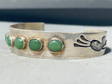 Rare Internal Bear Vintage Native American Navajo Nephrite Jade Sterling Silve Rbracelet-Nativo Arts