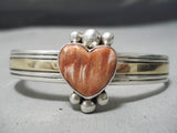 Fantastic Vintage Native American Navajo Spiny Oyster Sterling Silver 14k Gold Bracelet Old-Nativo Arts