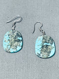 Native American Fascinating Vintage Santo Domingo Turquoise Slab Sterling Silver Earrings-Nativo Arts