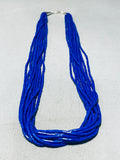 Tubes Of Lapis!! Authentic Native American Navajo Sterling Silver Necklace-Nativo Arts