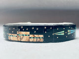 7.5 Inch Vintage Native American Navajo Space Inlay Sterling Silver Turquoise Bracelet-Nativo Arts