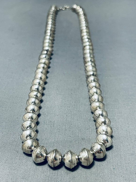 Fabulous Vintage Native American Navajo Sterling Silver Beads Necklace-Nativo Arts