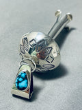 Rare Native American Navajo Signed Spiderweb Turquoise Sterling Silver Blossom Pendant-Nativo Arts