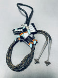 Hueg Dancer Early Vintage Native American Zuni Turquoise Sterling Silver Bolo Tie-Nativo Arts