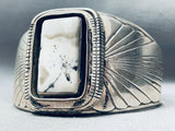 One Of The Best Vintage Native American Navajo White Buffalo Turquoise Sterling Silver Bracelet-Nativo Arts