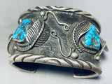 163 Grams!! Vintage Native American Navajo Ashley Monroe Turquoise Sterling Silver Bracelet-Nativo Arts