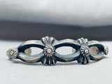One Of The Most Unique Vintage Native American Navajo Sterling Silver Button Bracelet Old-Nativo Arts