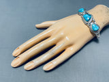 Gorgeous Native American Navajo Old Kingman Turquoise Sterling Silver Bracelet-Nativo Arts