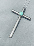 Incredible Vintage Native American Navajo Turquoise Cross Sterling Silver Necklace