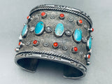 130 Grams Heavy Vintage Native American Navajo Turquoise Sterling Silver Thomas Bracelet-Nativo Arts