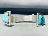 Thick And Incredible Vintage Native American Navajo Spiderweb Turquoise Sterling Silver Bracelet-Nativo Arts