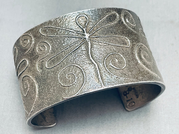 100 Grams Dragonfly Vintage Native American Navajo Sterling Silver Bracelet-Nativo Arts