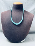 Graduating Turquoise Disc Vintage Native American Navajo Sterling Silver Necklace