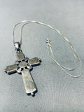 Incredible Vintage Native American Navajo Turquoise Sterling Silver Cross Necklace-Nativo Arts