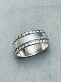 Rare Native American Kewa Santo Domingo Vintage Hand Tooled Sterling Silver Segmented Ring-Nativo Arts