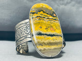 Gargantuan Native American Navajo Honeybee Sterling Silver Handstamped Bracelet-Nativo Arts