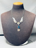 Gorgeous Vintage Native American Navajo Blue Abalone Sterling Silver Necklace-Nativo Arts