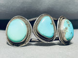 Lovely Vintage Native American Navajo Blue Gem Turquoise Sterling Silver Bracelet-Nativo Arts