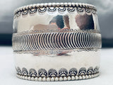 Earloy Vintage Native American Navajo Hand Tooled Sterling Silver Bracelet Cuff Old-Nativo Arts