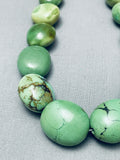 Chunky Dunky Vintage Native American Navajo Green Turquoise Sterling Silver Balls Necklace-Nativo Arts