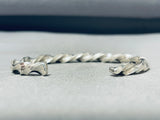 Glorious Native American Navajo Sterling Silver Twist Thick Bracelet-Nativo Arts