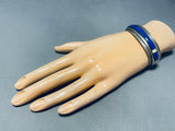 6 Inch Wrist Signed Lapis Vintage Native American Navajo Sterling Silver Bracelet-Nativo Arts