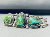 Awesome Vintage Native American Navajo 3 Carico Lake Turquoise Sterling Silver Bracelet-Nativo Arts