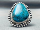 Les Nez Vintage Native American Navajo Spiderweb Turquoise Sterling Silver Ring-Nativo Arts