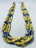 One Of The Best Ever Vintage Native American Navajo Serpentine Lapis Sterling Silver Necklace