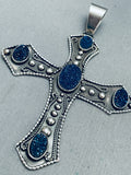 Huge Spiderweb Native American Navajo Sterling Silver Cross Pendant-Nativo Arts