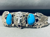 Animal Kingdom Vintage Native American Navajo Turquoise Sterling Silver Bracelet-Nativo Arts