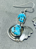 Dazzling Vintage Native American Navajo Morenci Turquoise Sterling Silver Earrings-Nativo Arts