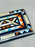 One Of The Most Intricate Vintage Native American Zuni Turquoise Inlay Sterling Silver Buckle-Nativo Arts