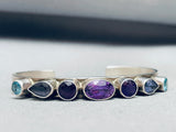 Important Ron Willie Vintage Native American Navajo Amethyst Tpoaz Sterling Silver Bracelet-Nativo Arts