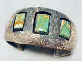 One Of The Most Unique Vintage Native American Navajo Green Turquoise Sterling Silver Bracelet-Nativo Arts