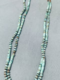 Green Heishi Turquoise Navajo Sterling Silver Necklace