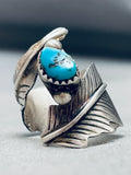Twisted Leaf Native American Navajo Turquoise Sterling Silver Ring-Nativo Arts