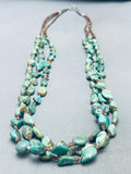 Dropdead Fab Vintage Native American Navajo Green Turquoise Sterling Silver Heishi Necklace-Nativo Arts