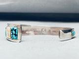 Native American 6.5 Inch Wrist Vintage Charles Bowie Inlay Turquoise Sterling Silver Bracelet-Nativo Arts
